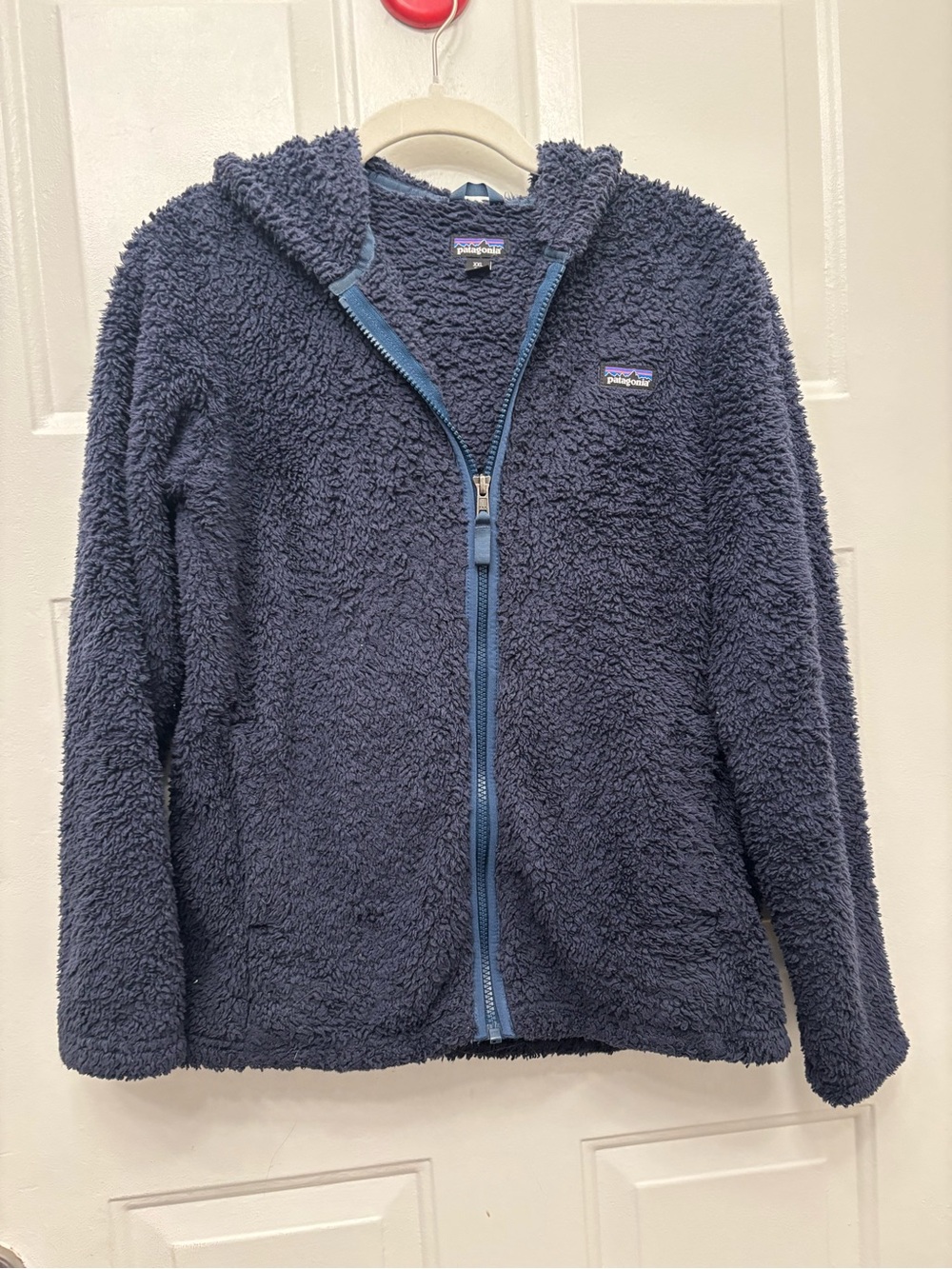 Patagonia Kids Navy Hooded Sherpa Puffer Jacket